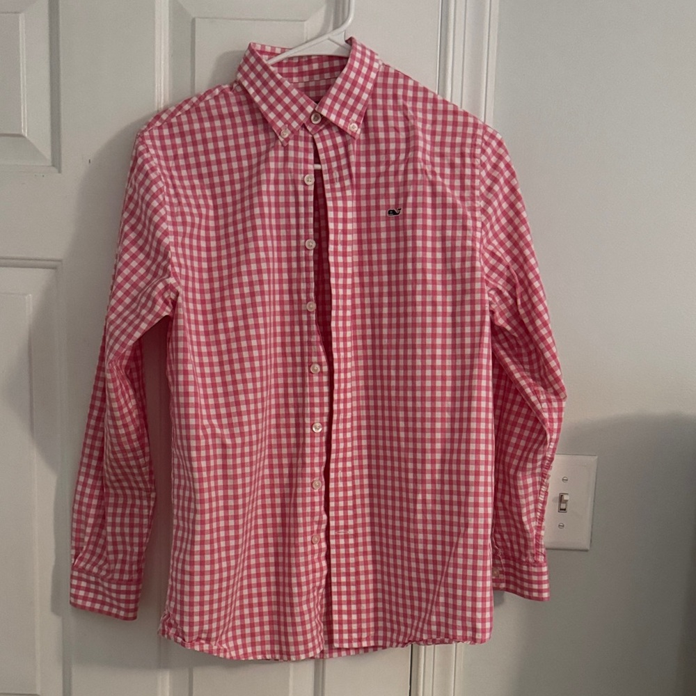 Vineyard Vines Kids Pink Checkered Button Down Shirt